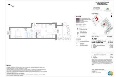 Rzut - Mieszkanie na sprzedaż 2 pokoje o powierzchni 44,51 m² - numer A.0.01 w My Forest