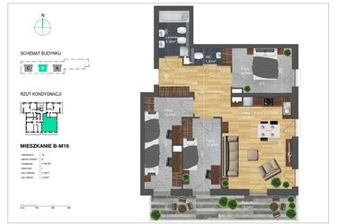 Rzut - Mieszkanie na sprzedaż 4 pokoje o powierzchni 77,93 m² - numer B-M16 w Bunscha Park 4.0