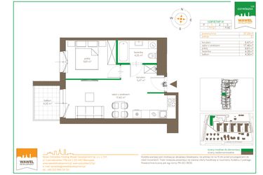Rzut - Mieszkanie na sprzedaż 2 pokoje o powierzchni 37,03 m² - numer F/12 w Ostródzka 123 - III etap