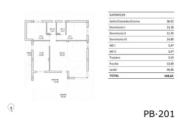 Rzut - Dom na sprzedaż 3 pokoje o powierzchni 82,69 m² - numer 0-201 w Domy w San Miguel de Salinas - 87172235