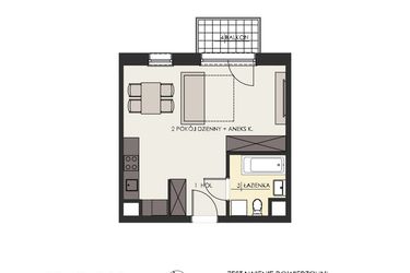 Rzut - Mieszkanie na sprzedaż 1 pokój o powierzchni 34,24 m² - numer 34 w Osiedle Platinum III