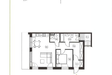 Rzut - Mieszkanie na sprzedaż 2 pokoje o powierzchni 58,95 m² - numer 22_1 w Apartamenty Sielanka