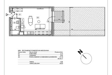 Rzut - Mieszkanie na sprzedaż 1 pokój o powierzchni 35,35 m² - numer J.M06 w Osiedle Glivia Zachodnia