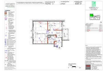 Rzut - Mieszkanie na sprzedaż 2 pokoje o powierzchni 46,86 m² - numer 9 w Apartamenty Jordanowska