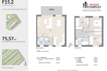 Rzut - Dom na sprzedaż 4 pokoje o powierzchni 75,57 m² - numer F15.2 w Osiedle Gwiazdowo etap 12