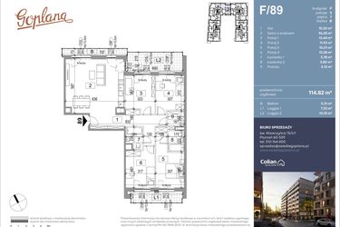 Rzut - Mieszkanie na sprzedaż 5 pokoi o powierzchni 115,41 m² - numer F89 w Goplana budynek F