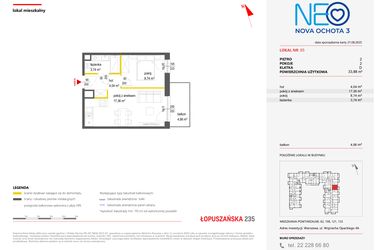Rzut - Mieszkanie na sprzedaż 2 pokoje o powierzchni 33,88 m² - numer 95 w Neo Nova Ochota 3