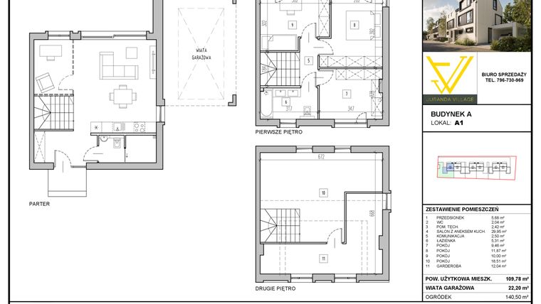 Rzut - Mieszkanie na sprzedaż 4 pokoje o powierzchni 131,98 m² - numer A1 w Juranda Village etap III