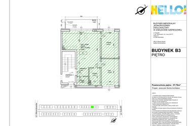 Rzut - Mieszkanie na sprzedaż 3 pokoje o powierzchni 57,76 m² - numer B3.2 w HELLO! KUKUŁKI bud. B
