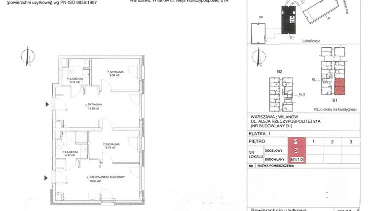 Rzut - Mieszkanie na sprzedaż 4 pokoje o powierzchni 67,37 m² - numer 2 w RZ21