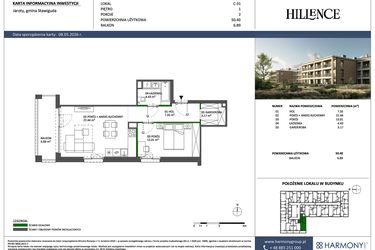 Rzut - Mieszkanie na sprzedaż 2 pokoje o powierzchni 50,4 m² - numer C-31 w Hillence etap 3