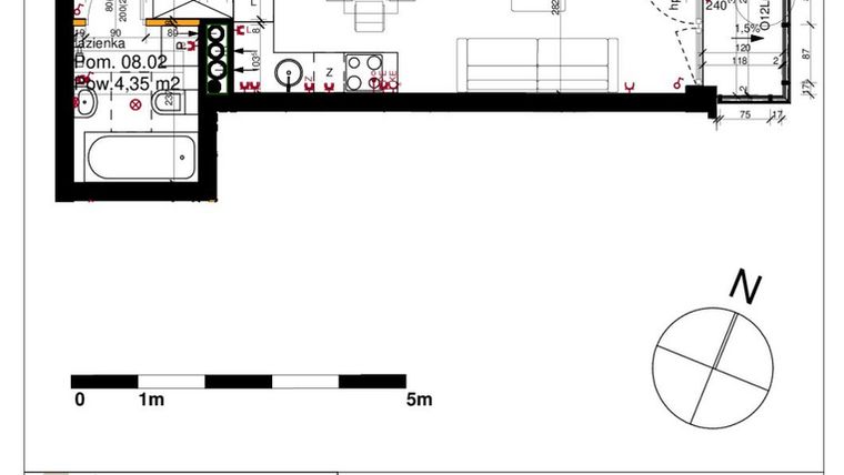 Rzut - Mieszkanie na sprzedaż 1 pokój o powierzchni 28,3 m² - numer M08 w Srebrzyńska Park IV
