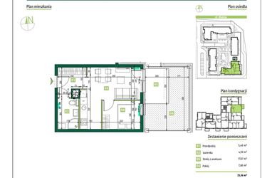 Rzut - Mieszkanie na sprzedaż 2 pokoje o powierzchni 35,36 m² - numer 9B.2 w Zielona Przystań etap III