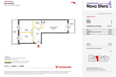 Rzut - Mieszkanie na sprzedaż 3 pokoje o powierzchni 51,37 m² - numer 30 w Miasteczko Nova Sfera 4