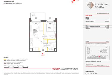 Rzut - Mieszkanie na sprzedaż 2 pokoje o powierzchni 31,91 m² - numer E.109 w Piastova Osada