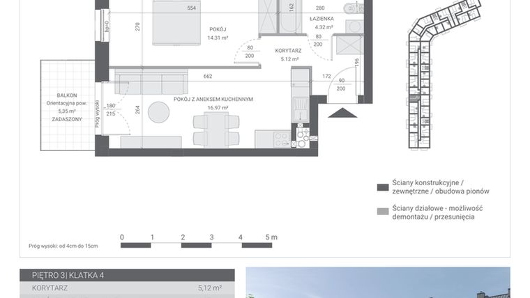 Rzut - Mieszkanie na sprzedaż 2 pokoje o powierzchni 40,72 m² - numer 119 w Ignatki Forest etap II