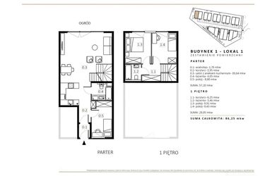 Rzut - Mieszkanie na sprzedaż 3 pokoje o powierzchni 85,22 m² - numer B1/M1 w Wille Estezja