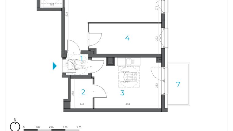 Rzut - Lokal użytkowy na sprzedaż 3 pokoje o powierzchni 65,41 m² - numer 2.B.19 w Incepti Gaj 2