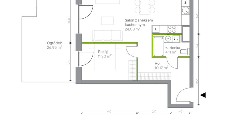Rzut - Mieszkanie na sprzedaż 2 pokoje o powierzchni 49,66 m² - numer A.0.5 w Jesionowa Vita