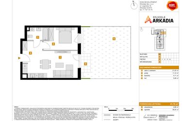 Rzut - Mieszkanie na sprzedaż 2 pokoje o powierzchni 41,75 m² - numer 2 w Osiedle Arkadia