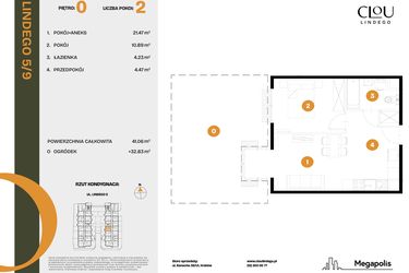 Rzut - Mieszkanie na sprzedaż 2 pokoje o powierzchni 41,06 m² - numer 9 w CLOU LINDEGO