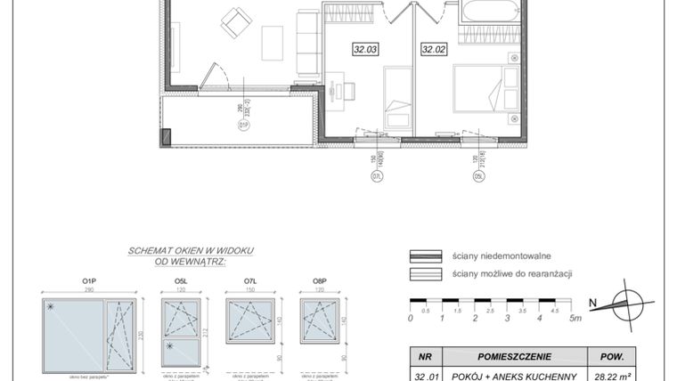 Rzut - Mieszkanie na sprzedaż 3 pokoje o powierzchni 66,61 m² - numer 4.A.32 w Urzeka bud. 4