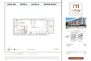 Rzut - Mieszkanie na sprzedaż 1 pokój o powierzchni 28,72 m² - numer B65 w Novy Mateczny