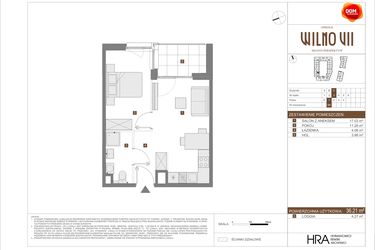 Rzut - Mieszkanie na sprzedaż 2 pokoje o powierzchni 36,21 m² - numer C.69 w Osiedle Wilno VII etap 3
