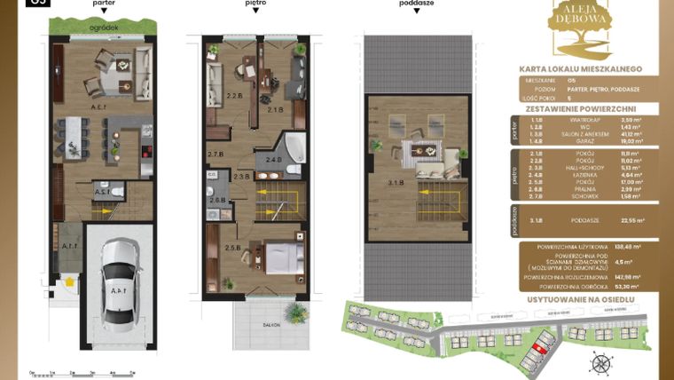 Rzut - Dom na sprzedaż 5 pokoi o powierzchni 142,98 m² - numer G5 w Aleja Dębowa III - domy