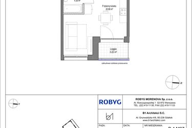 Rzut - Mieszkanie na sprzedaż 1 pokój o powierzchni 27,63 m² - numer B.4M07 w Leszczyńskich 2
