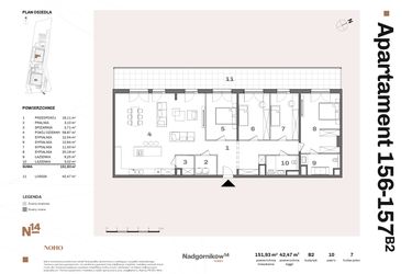 Rzut - Mieszkanie na sprzedaż 5 pokoi o powierzchni 152,88 m² - numer B2.156 w Nadgórników 14