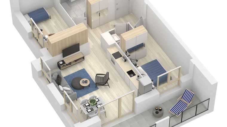 Rzut - Mieszkanie na sprzedaż 3 pokoje o powierzchni 62,2 m² - numer A.8.M49 w Sobola Biel A8