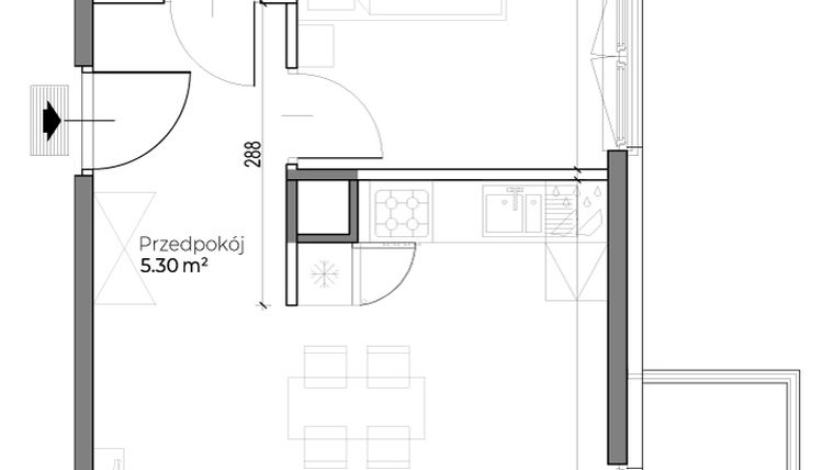 Rzut - Mieszkanie na sprzedaż 2 pokoje o powierzchni 47,41 m² - numer M26 w Vido