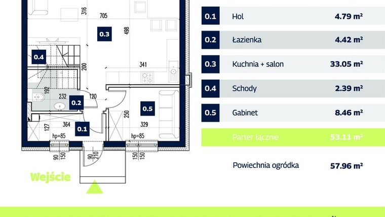 Rzut - Dom na sprzedaż 5 pokoi o powierzchni 100,74 m² - numer A05 w Osiedle Westa