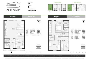Rzut - Dom na sprzedaż 4 pokoje o powierzchni 120,94 m² - numer D w Osiedle Verde Park