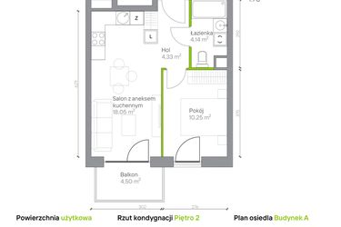 Rzut - Mieszkanie na sprzedaż 2 pokoje o powierzchni 36,77 m² - numer A.2.8 w Jesionowa Vita