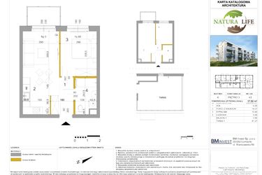 Rzut - Mieszkanie na sprzedaż 2 pokoje o powierzchni 37,61 m² - numer K43 w Osiedle Natura Life budynki JK