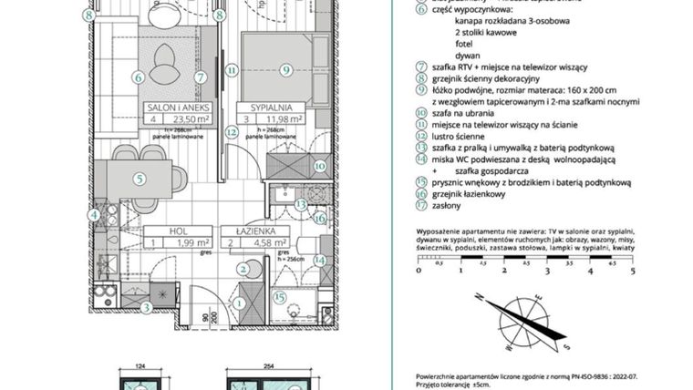 Rzut - Mieszkanie na sprzedaż 2 pokoje o powierzchni 42,05 m² - numer A.2.1 w Remedium