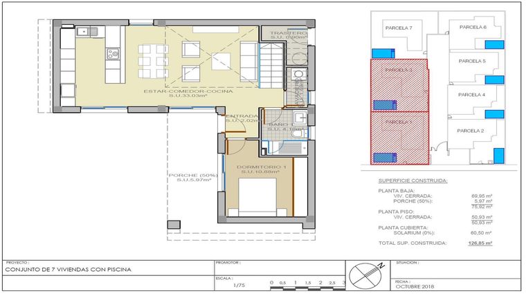 Rzut - Dom na sprzedaż 3 pokoje o powierzchni 115 m² - numer 1 w Dom w Rojales - 35540088