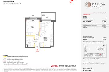 Rzut - Mieszkanie na sprzedaż 2 pokoje o powierzchni 32,6 m² - numer E.112 w Piastova Osada