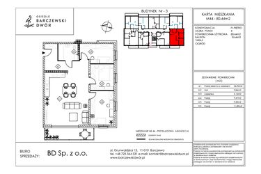 Rzut - Mieszkanie na sprzedaż 4 pokoje o powierzchni 80,44 m² - numer M44 w Osiedle Barczewski Dwór etap III