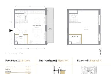 Rzut - Mieszkanie na sprzedaż 1 pokój o powierzchni 57,34 m² - numer A/61 w Królowej Jadwigi