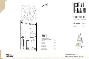 Rzut - Mieszkanie na sprzedaż 4 pokoje o powierzchni 84,84 m² - numer A.3.0 w Positivo Ołtaszyn