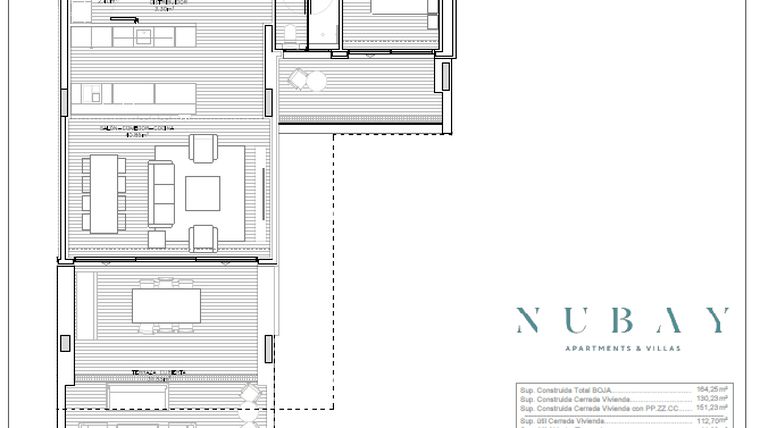 Rzut - Mieszkanie na sprzedaż 3 pokoje o powierzchni 130,23 m² - numer 52C w Nubay