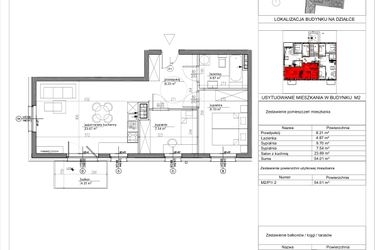 Rzut - Mieszkanie na sprzedaż 3 pokoje o powierzchni 54,07 m² - numer M2/P1/2 w Nowa Klecina