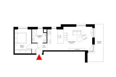 Rzut - Mieszkanie na sprzedaż 3 pokoje o powierzchni 51,13 m² - numer F.2.6 w INSPIRE ETAP V – bud. F, G