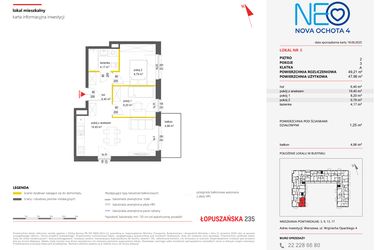 Rzut - Mieszkanie na sprzedaż 3 pokoje o powierzchni 49,21 m² - numer 6 w Neo Nova Ochota 4