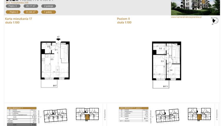 Rzut - Mieszkanie na sprzedaż 3 pokoje o powierzchni 57,81 m² - numer LM17 w Kameralna Koszykarska