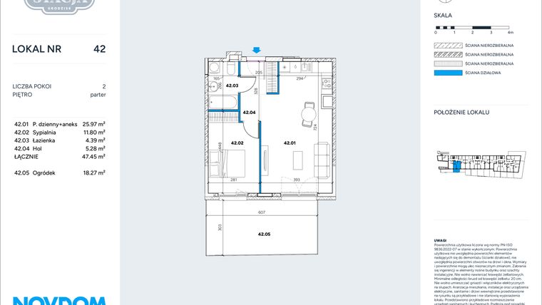 Rzut - Mieszkanie na sprzedaż 2 pokoje o powierzchni 47,45 m² - numer 42 w Stacja Grodzisk