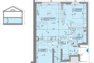 Rzut - Mieszkanie na sprzedaż 3 pokoje o powierzchni 53,49 m² - numer 68A w Domy na Witosa etap 2A i 2B